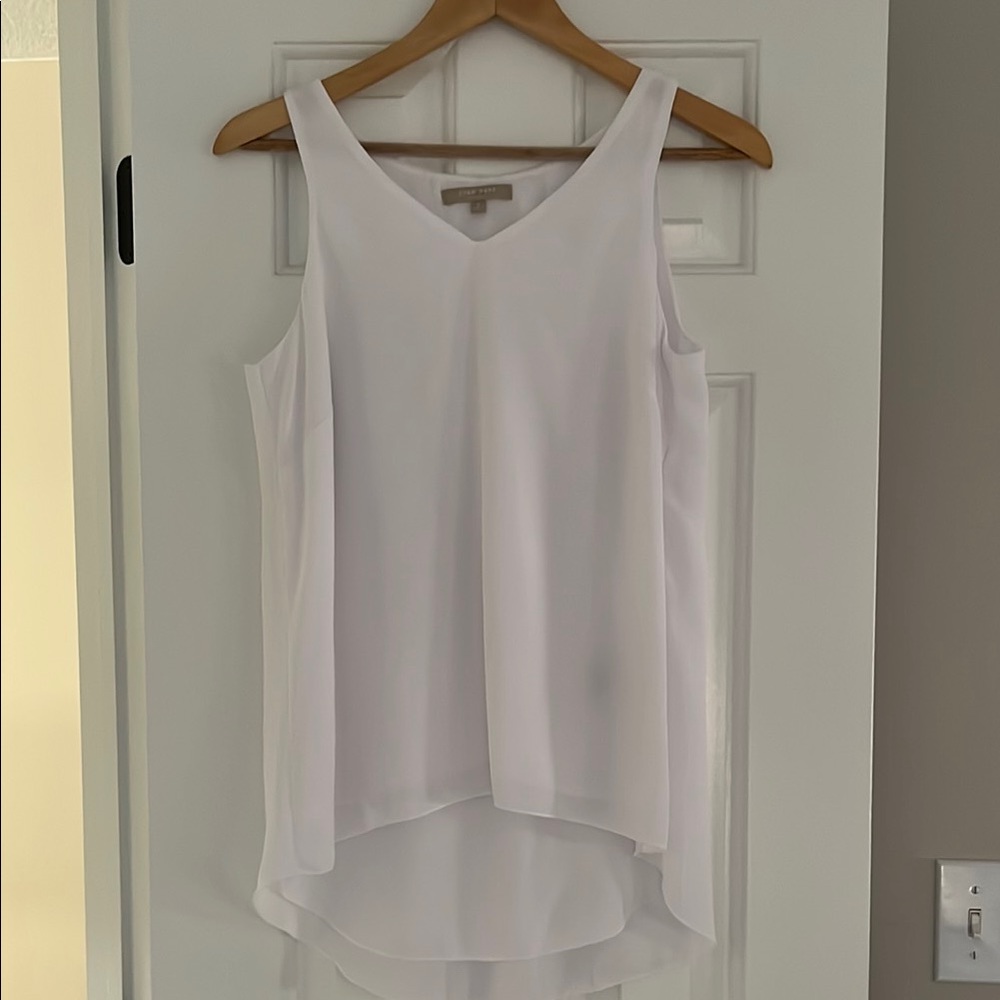 Joan Vass White Layered Tank Top